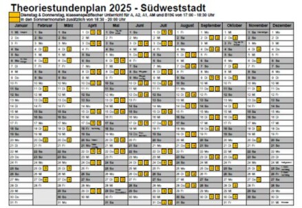 Theorieplan Fahrschule easy4rider Karlsruhe